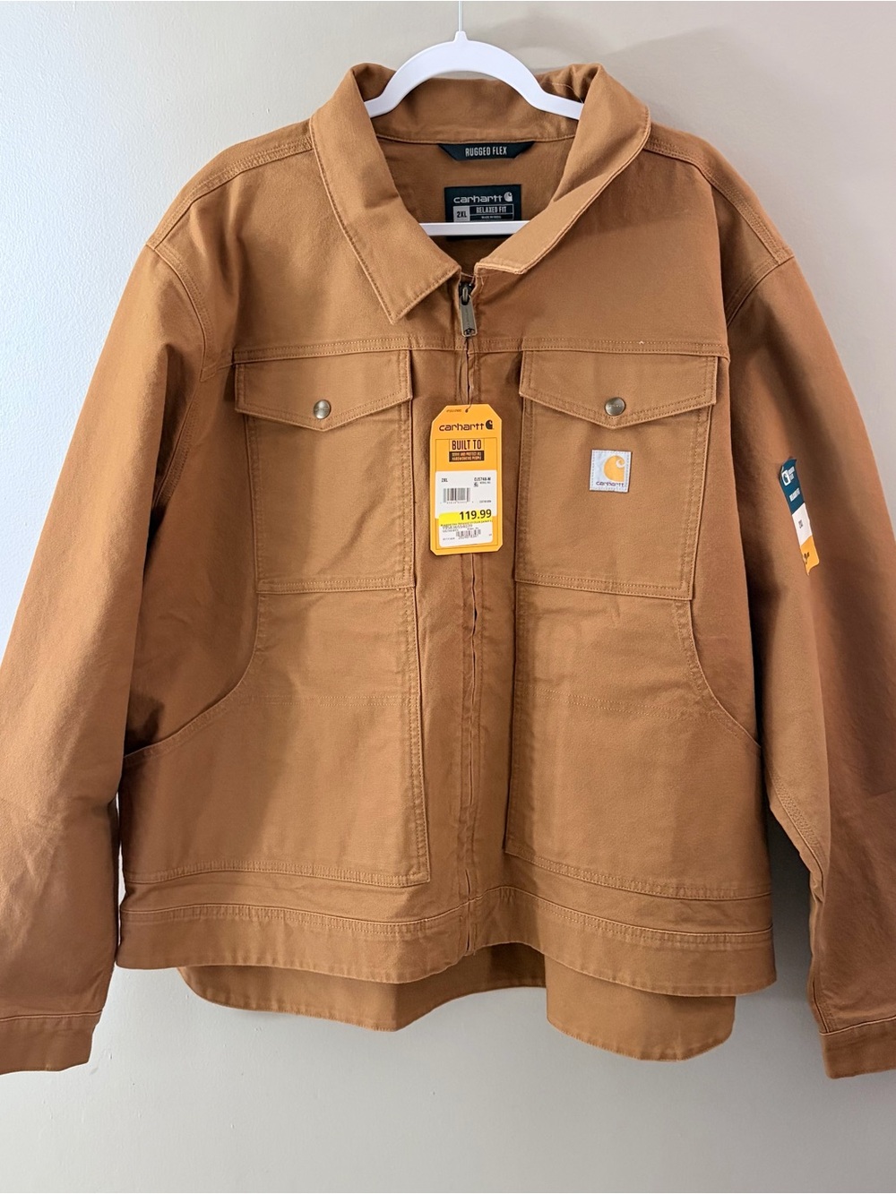 Carhartt Men's Rugged Flex Relaxed Fit Duck Jacket NWT Brown 2XL OJ5748-M